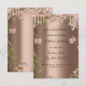 Glitzer Tropfens Rose Bridal Wedding Florals Wreat Einladung (Vorne/Hinten)