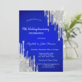 Glitzer Tropfens Royal Blue Wedding Einladung (Stehend Vorderseite)