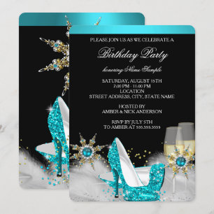 Glitzer Türkis Blau High Heel Schwarz Gold Champag Einladung