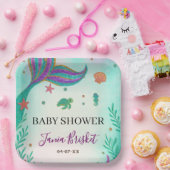 Glitzer Turquoise Mermaid Babydusche Pappteller (Party)