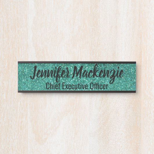 Glitzer-Türsignatur für aquamarine Imitate Türschild (Vorderseite )