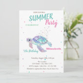 Glitzer Turtle Summer Geburtstag Einladung (Stehend Vorderseite)