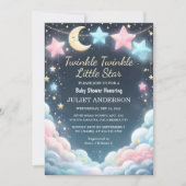 Glitzer Twinkle Twinkle Little Star Baby Dusche Einladung (Vorderseite)