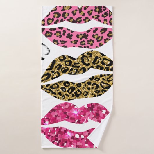 Glitzer-Typografie mit Lippenmuster Badehandtuch (Badehandtuch)