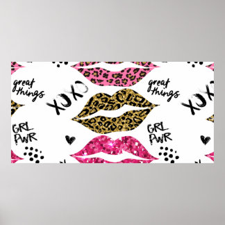 Glitzer-Typografie mit Lippenmuster Poster