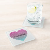 Glitzer über Liebe Untersetzer (Schrägansicht)