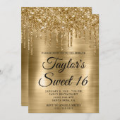 Glitzer- und Blattsüß 16 Einladung (Vorne/Hinten)