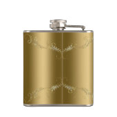 Glitzer- und Blumenrahmen über Gold Flachmann (Rückseite)