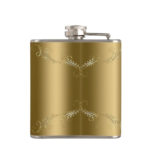 Glitzer- und Blumenrahmen über Gold Flachmann (Rückseite)