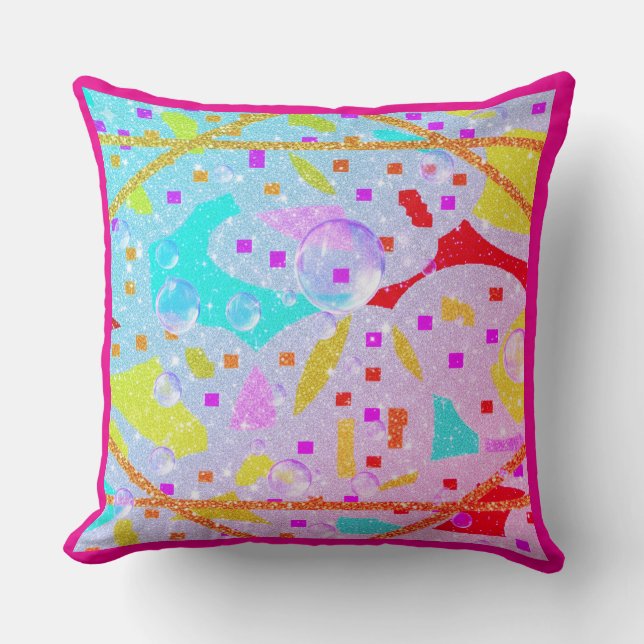 GLITZER- UND BUBBLES-DESIGNPASTELS ART KISSEN (Vorderseite)
