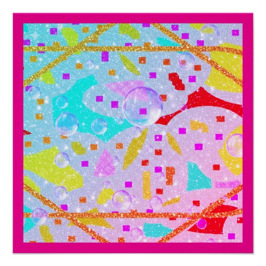GLITZER- UND BUBBLES-DESIGNPASTELS ART POSTER (Vorderseite)