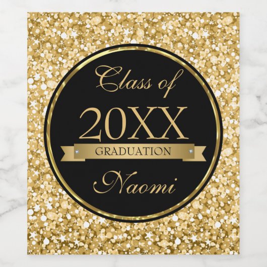 Glitzer und Flachband - Abschlüsse Weinetikett (Einzelnes Label)