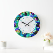 Glitzer und Glitzern aus farbigen Diamanten Große Wanduhr (Zuhause)