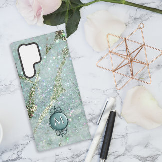 Glitzer und Glitzern Gold und Grün Samsung Galaxy Hülle