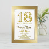 Glitzer und Gold 18. Geburtstag Abendessen Party Einladung (Stehend Vorderseite)