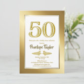 Glitzer und Gold 50. Geburtstag Party Einladung (Stehend Vorderseite)