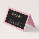 Glitzer und Goldrahmen in hellrosa Visitenkarten (Rückseite)