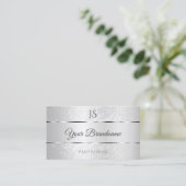 Glitzer und Initialen aus hellem Silber-Sparkle Visitenkarte (Stehend Vorderseite)