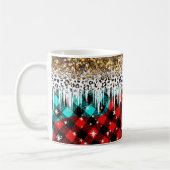 Glitzer und Kariertes Muster mit funkelnder Schnee Kaffeetasse (Links)