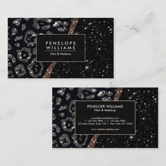 Glitzer und Leopard Visitenkarte (Vorne/Hinten)