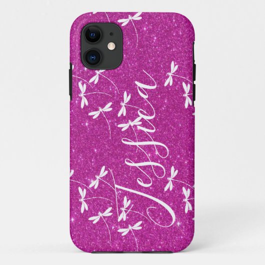 Glitzer und Libellen personalisiert Case-Mate iP iPhone Hülle (Rückseite)