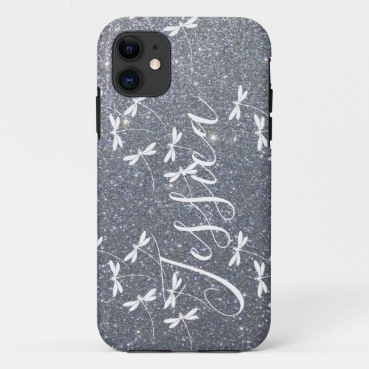 Glitzer und Libellen personalisiert Case-Mate iP iPhone Hülle (Rückseite)