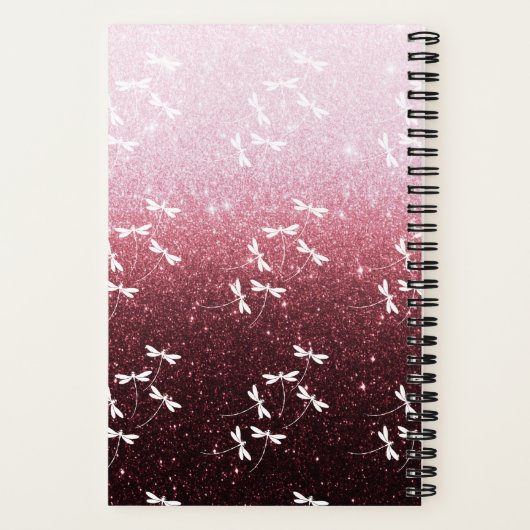 Glitzer und Libellen personalisiert Notizblock (Rückseite)