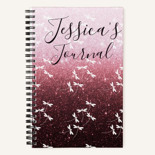 Glitzer und Libellen personalisiert Notizblock (Vorderseite)