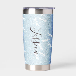 Glitzer und Libellen personalisiert Thermobecher