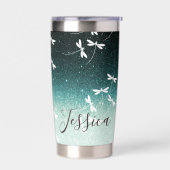 Glitzer und Libellen personalisiert Thermobecher (Links)