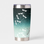 Glitzer und Libellen personalisiert Thermobecher (Vorderseite)