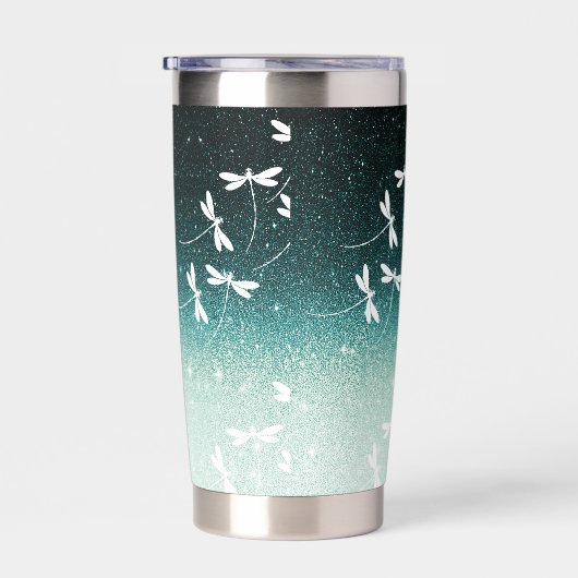 Glitzer und Libellen personalisiert Thermobecher (Rechts)
