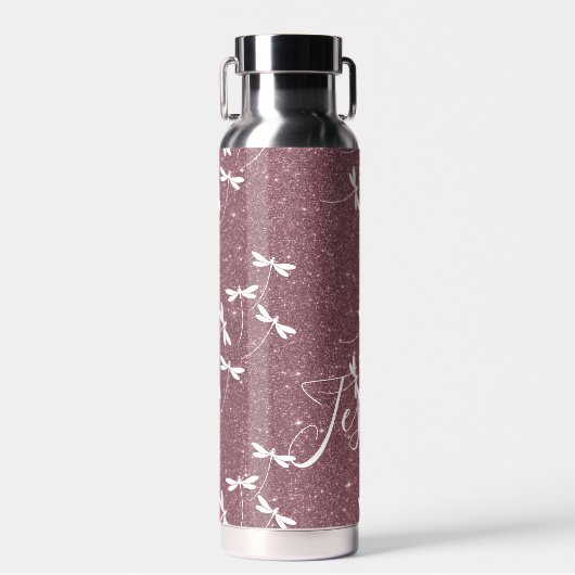 Glitzer und Libellen personalisiert Trinkflasche (Vorne)
