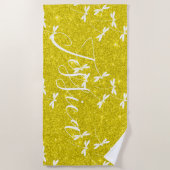 Glitzer und Libellen personalisierte Badetücher Strandtuch (Vorderseite)