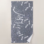 Glitzer und Libellen personalisierte Badetücher Strandtuch (Vorderseite)