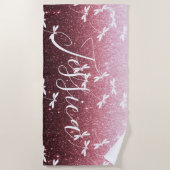 Glitzer und Libellen personalisierte Badetücher Strandtuch (Vorderseite)