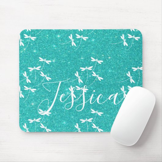 Glitzer und Libellen, personalisierte Maus-Pad Mousepad (Mit Mouse)