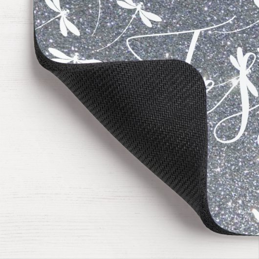 Glitzer und Libellen, personalisierte Maus-Pad Mousepad (Ecke)