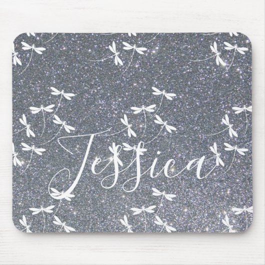 Glitzer und Libellen, personalisierte Maus-Pad Mousepad (Vorne)
