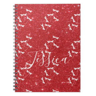 Glitzer und Libellen personalisiertes Notizbuch Notizblock