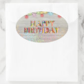 Glitzer und Lights Happy Geburtstag Ovaler Aufkleber (Tasche)