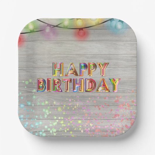 Glitzer und Lights Happy Geburtstag Pappteller (Vorderseite)