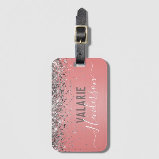 Glitzer und Markierungsmetall-Monogramm-Gepäckstüc Gepäckanhänger (Vorderseite Vertikal)