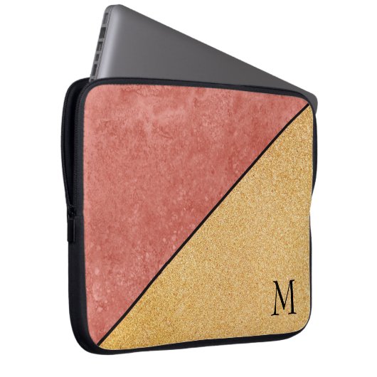 Glitzer und Marmor Laptopschutzhülle (Vorne Rechts)