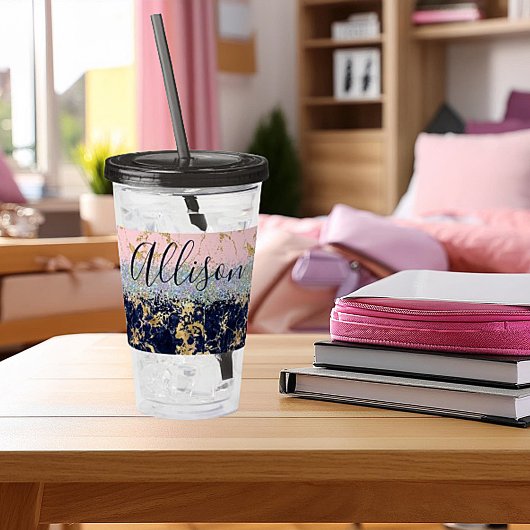 Glitzer und Marmor personalisiert Acryltrinkbecher