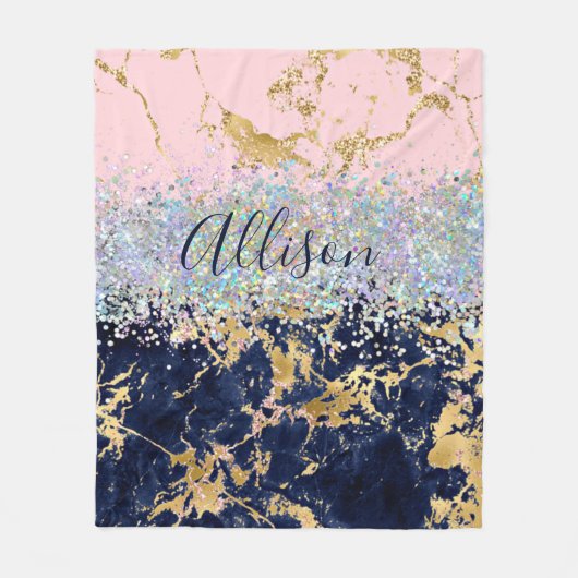 Glitzer und Marmor personalisiert Fleecedecke (Vorderseite)