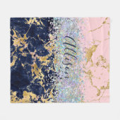 Glitzer und Marmor personalisiert Fleecedecke (Vorderseite (Horizontal))