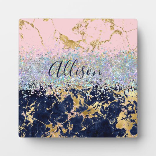 Glitzer und Marmor personalisiert Fotoplatte (Vorderseite)