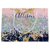 Glitzer und Marmor personalisiert Große Geschenktüte (Vorderseite)