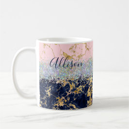 Glitzer und Marmor personalisiert Kaffeetasse